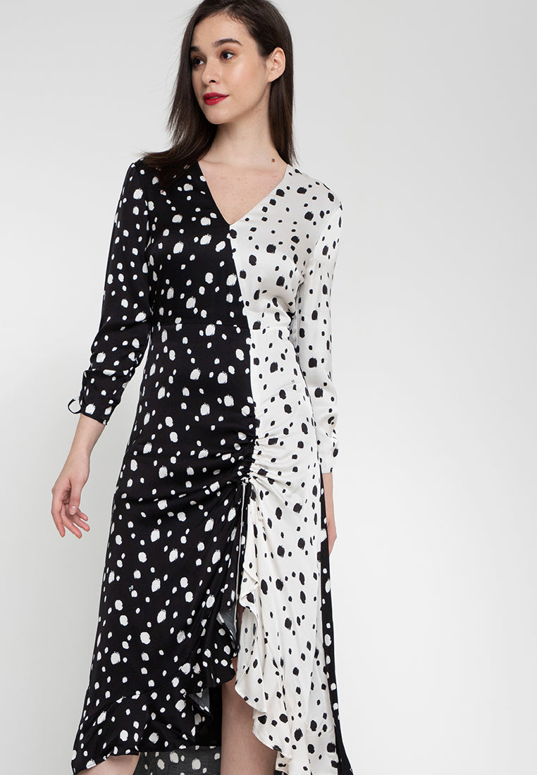 Millie Polka Dotted Long Sleeve Maxi Dress